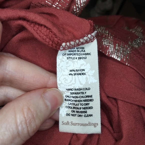 Soft Surroundings Coral & Sparkly Gold Chevron Patterned Alessandra Maxi Dress - Picture 9 of 11